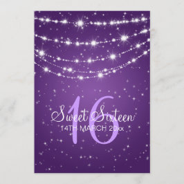Sweet sixteen·パーティーきらめく·チェーン·パープル 招待状