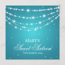 Sweet sixteen·パーティーきらめく·チェーン·ブルー 招待状