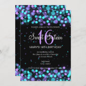 Sweet sixteen·パーティー·ライトと星 招待状 (正面/裏面)