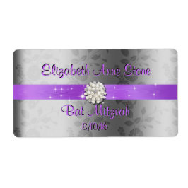 Sweet sixteen、パープルおよびパールのウォーターボトルラベル ラベル