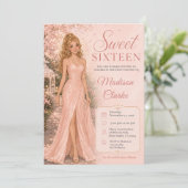 Sweet Sixteen ピンクの桜 招待状 (スタンド正面)