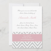 SWEET SIXTEEN·ピンク·グレー·シェブロン·パターン 招待状 (裏面)
