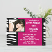 Sweet sixteen、ホットピンクゼブラフォト招待状 招待状 (スタンド正面)