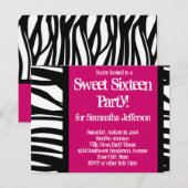 Sweet sixteen、ホットピンクゼブラ 招待状 (正面/裏面)