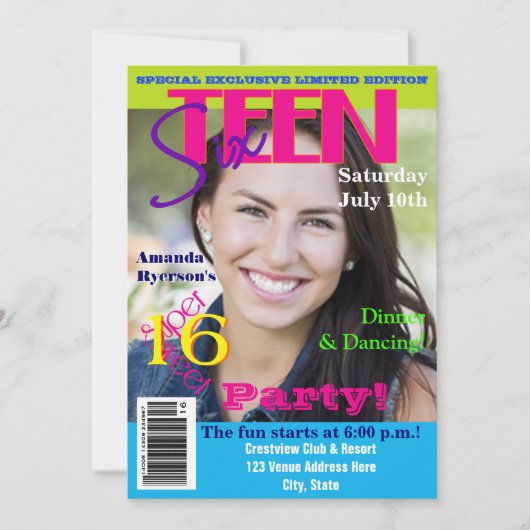 Sweet sixteen|マガジンカバースタイル|写真 招待状 (正面)