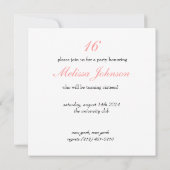 Sweet sixteen 招待状 (裏面)