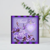 Sweet sixteen、甘い16紫色の蝶パープルロー 招待状 (スタンド正面)