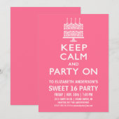 Sweet Sixteen 誕生日おめでとう パーティーを楽しもう 招待状 (正面/裏面)