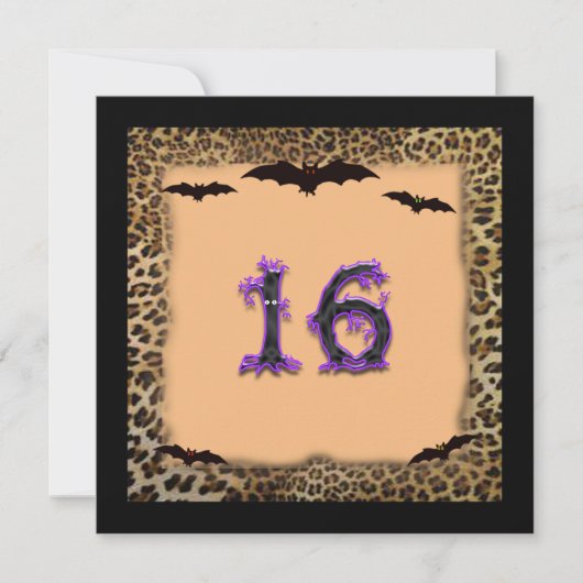Sweet Sixteen 誕生日パーティー、ハロウィン 招待状 (正面)