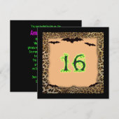 Sweet Sixteen 誕生日 ハロウィン コウモリ 招待状 (正面/裏面)