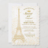 Sweet sixteen:金ゴールドエッフェルタワーとフローラアクセント 招待状 (正面)
