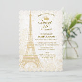 Sweet sixteen:金ゴールドエッフェルタワーとフローラアクセント 招待状 (スタンド正面)