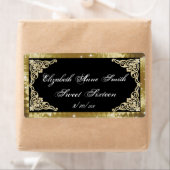 Sweet sixteen、金ゴールド、およびブラックウォーターボトルラベル ラベル (インサイチュ)