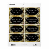 Sweet sixteen、金ゴールド、およびブラックウォーターボトルラベル ラベル (フルシート)