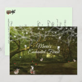 Sweet Sixteen、魔法の森、妖精、カスタムデザイン 招待状 (正面/裏面)