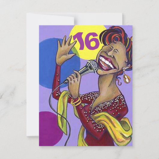 SWEET SIXTEEN 16のカラオケの花型女性歌手のパーティの招待状 招待状 (正面)