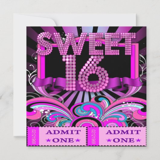 Sweet Sixteen 16パーティーチケット入場券 招待状 (正面)