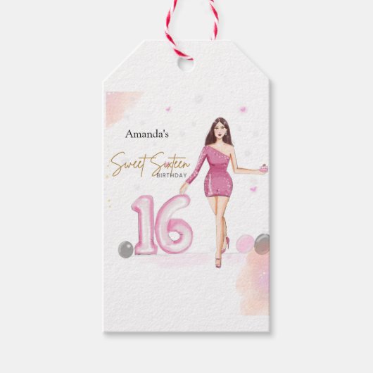 sweet sixteen、16歳の誕生日おめでとう。 ギフトタグ (正面)