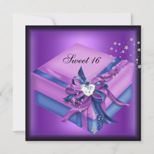 Sweet Sixteen 16歳の誕生日パーティーのプレゼント 招待状 (正面)