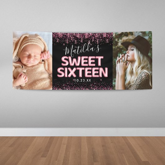 Sweet Sixteen 16歳の誕生日パーティーの写真 横断幕