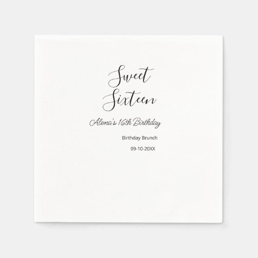Sweet sixteen birthday brunch 16th birthday name d スタンダードカクテルナプキン (正面)