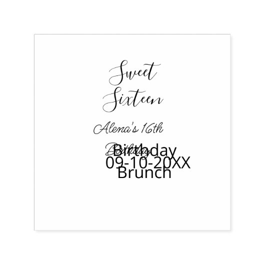 Sweet sixteen birthday brunch 16th birthday name d セルフインキングスタンプ (デザイン)