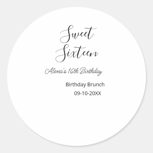 Sweet sixteen birthday brunch 16th birthday name d ラウンドシール (正面)