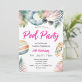 Sweet Sixteen Birthday Pool Party Invitation 招待状 (スタンド正面)