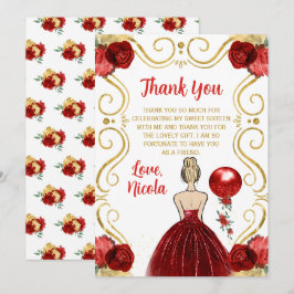 Sweet Sixteen Blonde Princess in Red サンキューカード