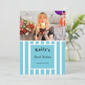 Sweet Sixteen Blue Stripe Photo 招待状 (スタンド正面)