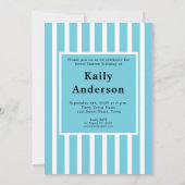 Sweet Sixteen Blue Stripe Photo 招待状 (裏面)
