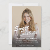 Sweet Sixteen Custom Photo Birthday 招待状 (正面)