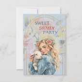 Sweet Sixteen Daughter Birthday Blonde Invitation 招待状 (正面)