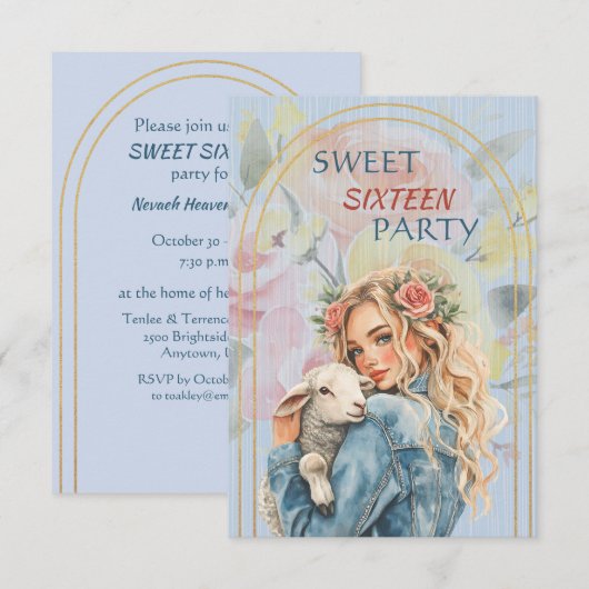 Sweet Sixteen Daughter Birthday Blonde Invitation 招待状 (正面/裏面)
