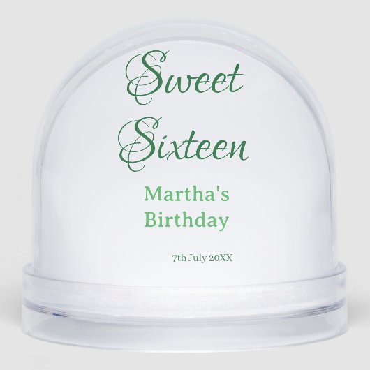Sweet Sixteen green name date calligraphy boho ret (正面)