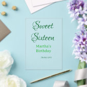 Sweet Sixteen green name date calligraphy boho ret アクリル招待状 (インサイチュ (ウェディング))