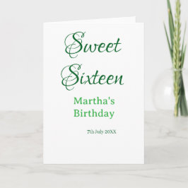 Sweet Sixteen green name date calligraphy boho ret カード
