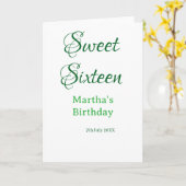Sweet Sixteen green name date calligraphy boho ret カード (黄色い花)