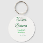 Sweet Sixteen green name date calligraphy boho ret キーホルダー (裏面)
