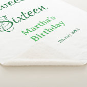 Sweet Sixteen green name date calligraphy boho ret シェルパブランケット (3/4)