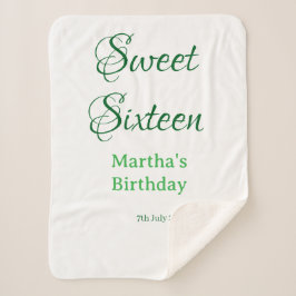 Sweet Sixteen green name date calligraphy boho ret シェルパブランケット