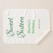 Sweet Sixteen green name date calligraphy boho ret シェルパブランケット (正面(横))