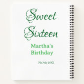 Sweet Sixteen green name date calligraphy boho ret ノートブック (裏面)