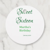Sweet Sixteen green name date calligraphy boho ret フェイバータグ (裏面)