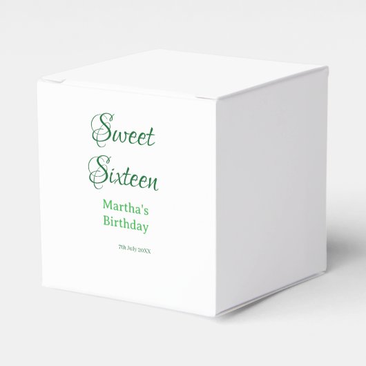 Sweet Sixteen green name date calligraphy boho ret フェイバーボックス (正面サイド)