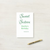 Sweet Sixteen green name date calligraphy boho ret ポストイット (デスク上)