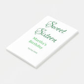 Sweet Sixteen green name date calligraphy boho ret ポストイット (アングル)