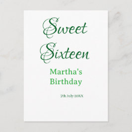 Sweet Sixteen green name date calligraphy boho ret ポストカード