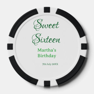Sweet Sixteen green name date calligraphy boho ret ポーカーチップ