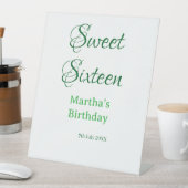 Sweet Sixteen green name date calligraphy boho ret 台座サイン (インサイチュ)
